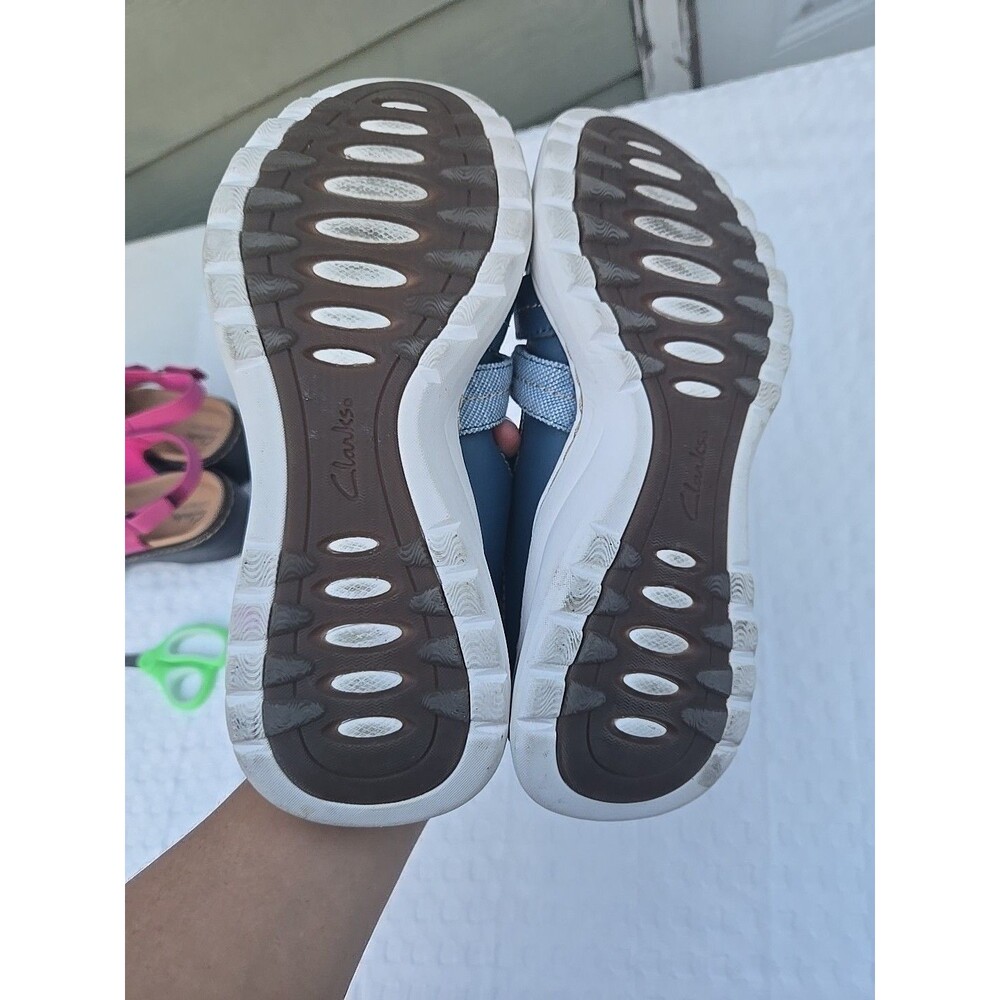 Clarks Teagan Step Leather Walking Sandal Blue Grey Women's Size 8.5M - Picture 9 of 9